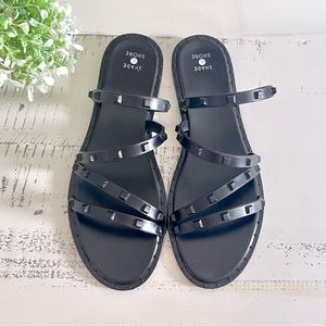 Shade & Shore 10 Black Studded Strappy Sandals